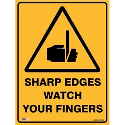 Zions Warning Sign Sharp Edges Watch Fingers 450x600mm Metal 