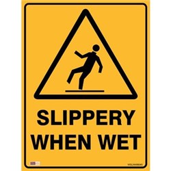 Zions Warning Sign Slippery When Wet 450x600mm Polypropylene