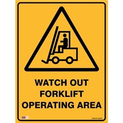 Zions Warning Sign Watch Out Forklift 450x600mm Polypropylene