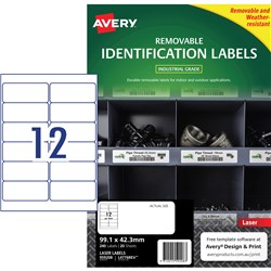 Avery Identification Removable Heavy Duty Laser White L4776 99.1x42.3mm 12UP 240 Labels