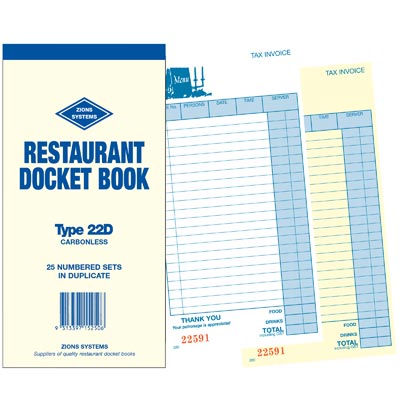 Restaurant Docket Books